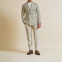 Sport Coat - Tan-Ivory Wool-Alpaca-Silk Houndstooth 9056 OMJ Clothing