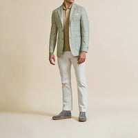 Sport Coat - Light Grey Wool Hounds tooth with Camel Windowpane 9068 OMJ Clothing