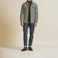 Sport Coat - Jade Green-Beige Wool-Alpaca-Linen Blend Glencheck with Cinnamon Windowpane 9069 OMJ Clothing