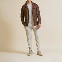 Sport Coat - Caramel Silk-Wool with Micro-Design 9087 OMJ Clothing