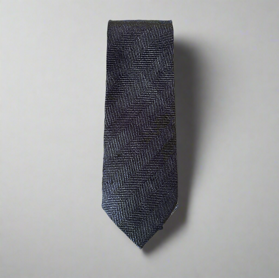 The Dark Grey Herringbone Tie