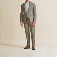 Suit - Light Brown Alpaca-Linen Blend with Chalk Stripe 5921