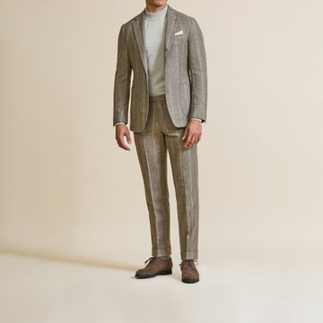 Suit - Light Brown Alpaca-Linen Blend with Chalk Stripe 5921