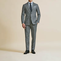 Suit - Loro Piana Black-White Wool Cashmere Glencheck with Cobalt Blue Windowpane 5934