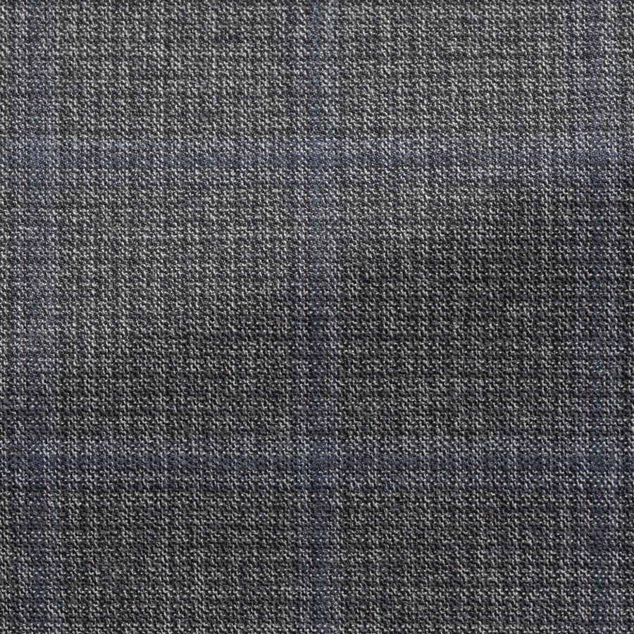 Suit - Black Wool-Cashmere Micro-Check with Prussian Blue Overcheck 5935