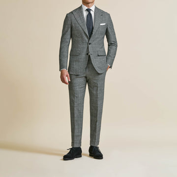 Suit - Loro Piana Black-White Stretch Wool Glencheck 5939