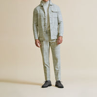 Suit - Light Grey Alpaca Wool Blend Glencheck with White Windowpane 5941