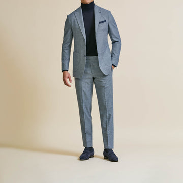 Suit - Mixed Blue-White Natural Bi-Stretch s130 Wool Micro-Houndstooth 5952