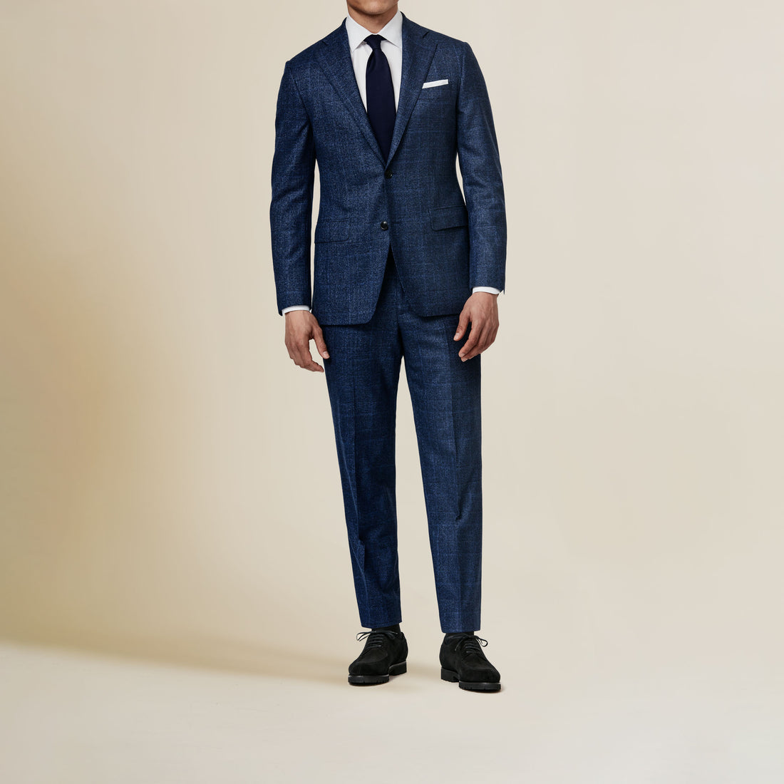 Suit - Loro Piana Neopolitan Blue Natural Stretch s120 Wool with Midnight Blue Glen check 5964