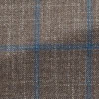 Sport Coat - Loro Piana Light Brown Wool-Silk Cashmere with Blue Double Windowpane 9060