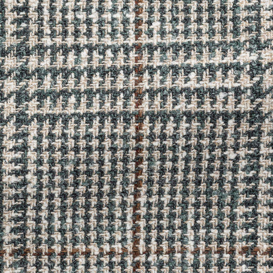 Sport Coat - Jade Green-Beige Wool-Alpaca-Linen Blend Glencheck with Cinnamon Windowpane 9069