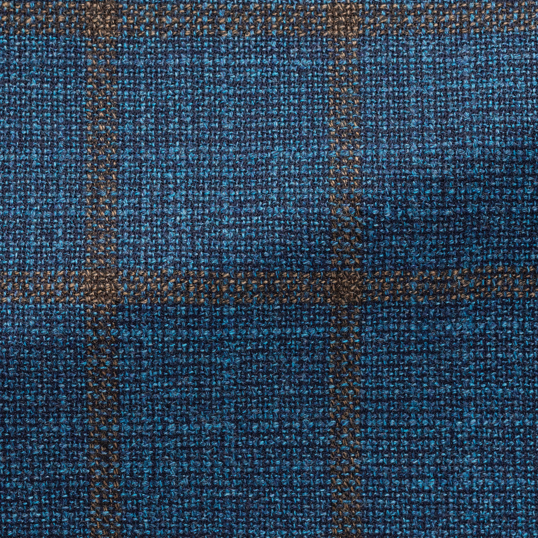 Sport Coat - Loro Piana Aqua Blue Wool with Brown Windowpane 9089