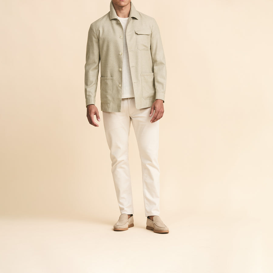 Sport Coat - Ivory Silk-Wool Basketwave 9098