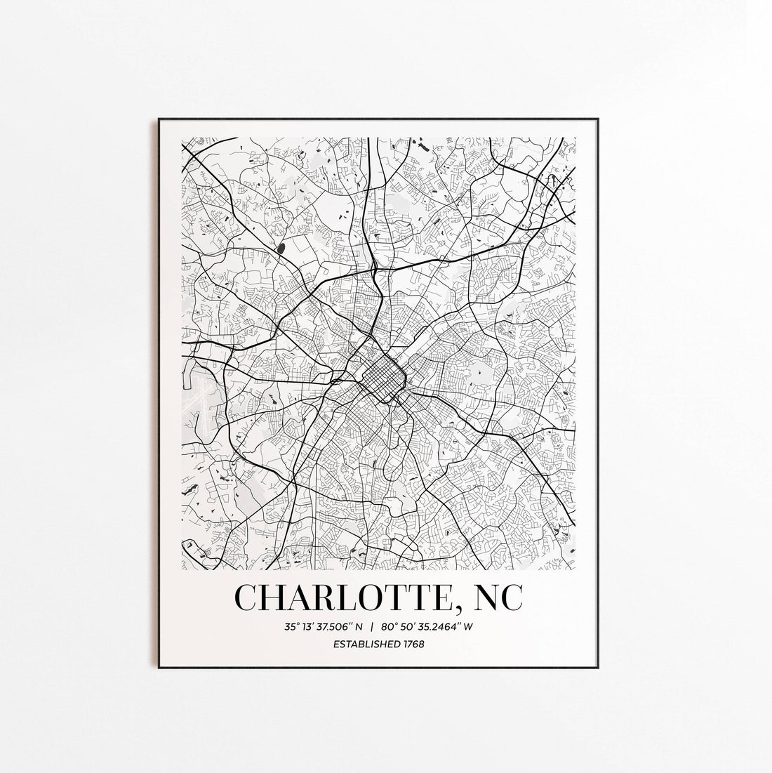 Charlotte, NC City Map Print