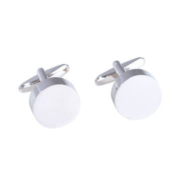 Rhodium Plated Round Cufflinks